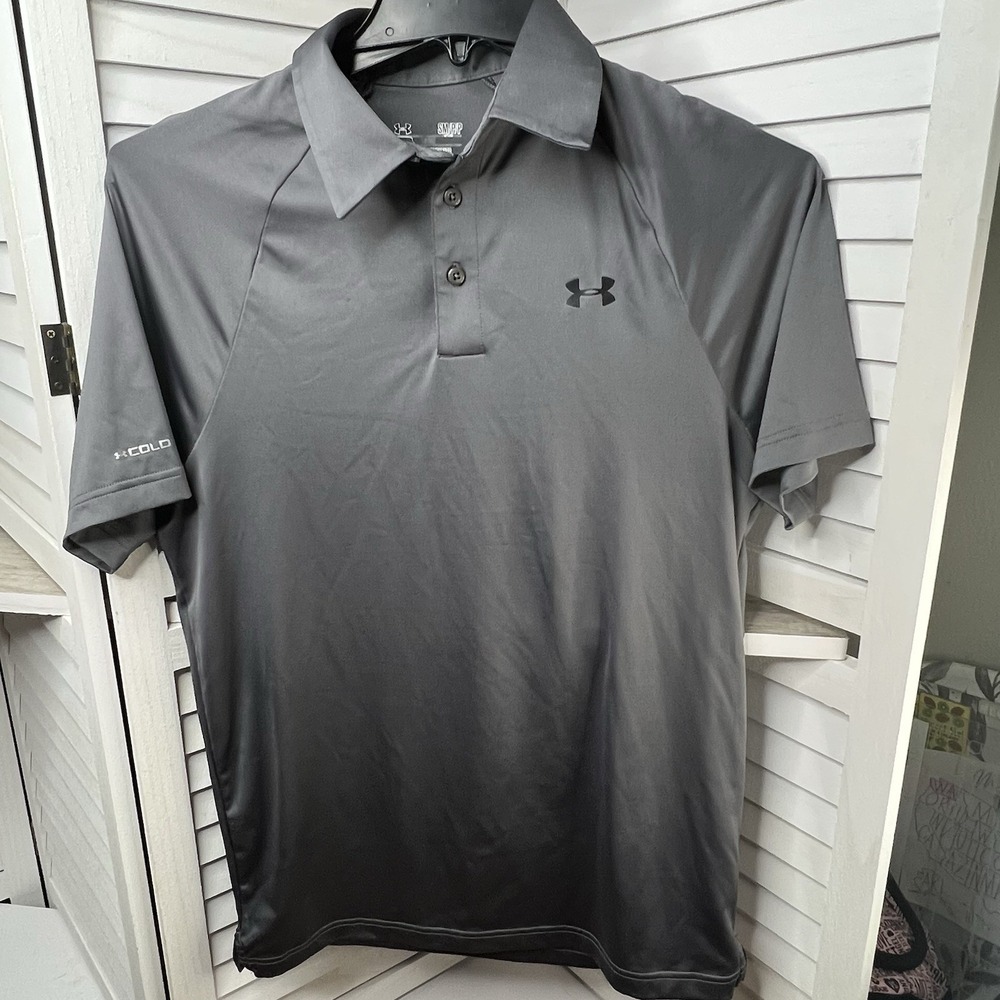 Under Armour HeatGear Coldblack‎ Polo Shirt Gray Men's Small Golf Active